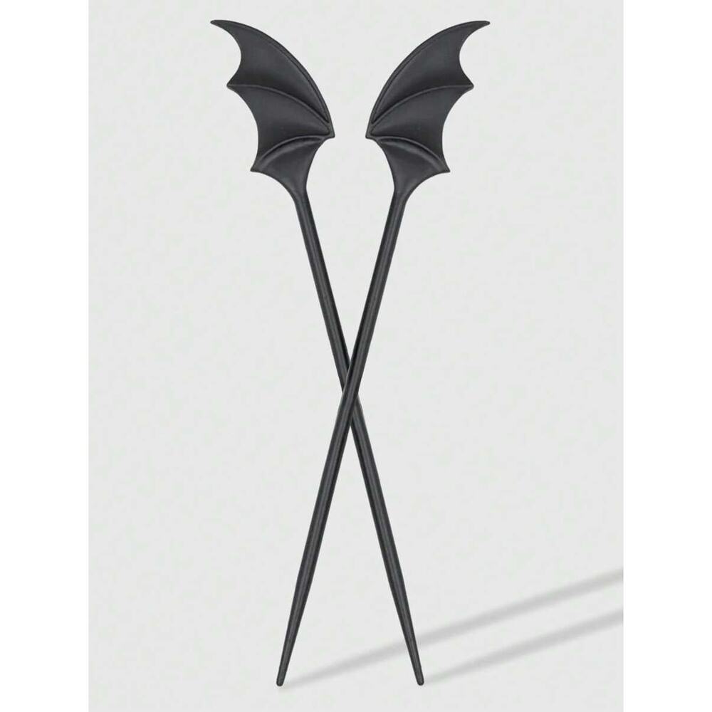 Goth Gothic Emo High Quality Metal Bat Wing Hair Sticks 7in